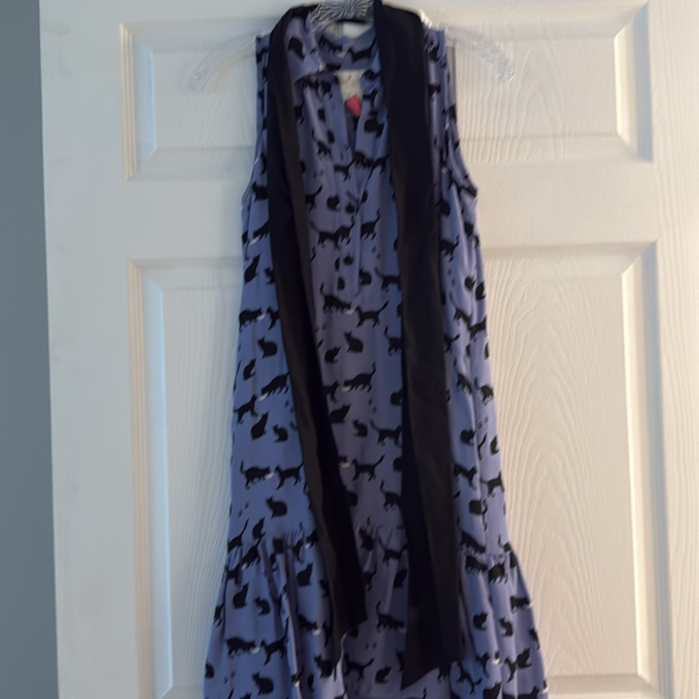 Kate Spade Novelty Sleeveless Dress with Cat Print - Picture 2 of 3